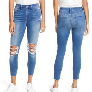 Frame Denim Le High Skinny Crop Distressed Jeans Gaby Wash Women’s Size 26